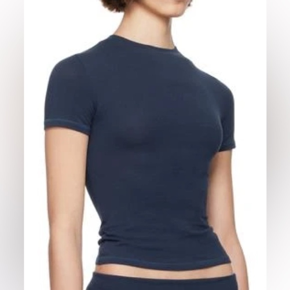 SOLD Skims Navy Cotton Jersey Tee Shirt Top Navy